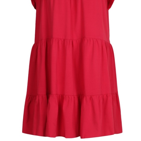 BOOHOO Plus Red Tiered Ruffle Smock Mini Dress 22 - Picture 4 of 5